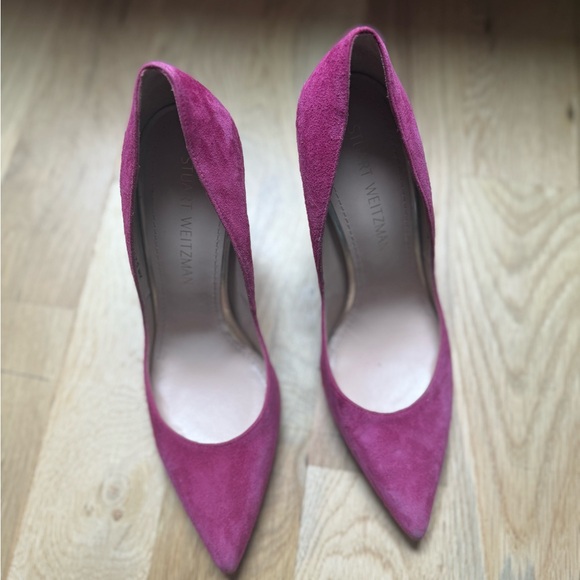 Stuart Weitzman Pink Suede Heels Size 8 - Picture 2 of 5
